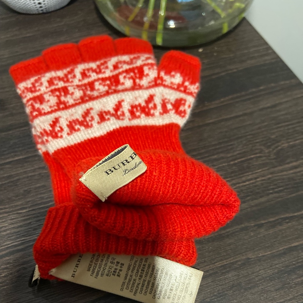 Burberry Fair Isle Cashmere wool fingerless gloves